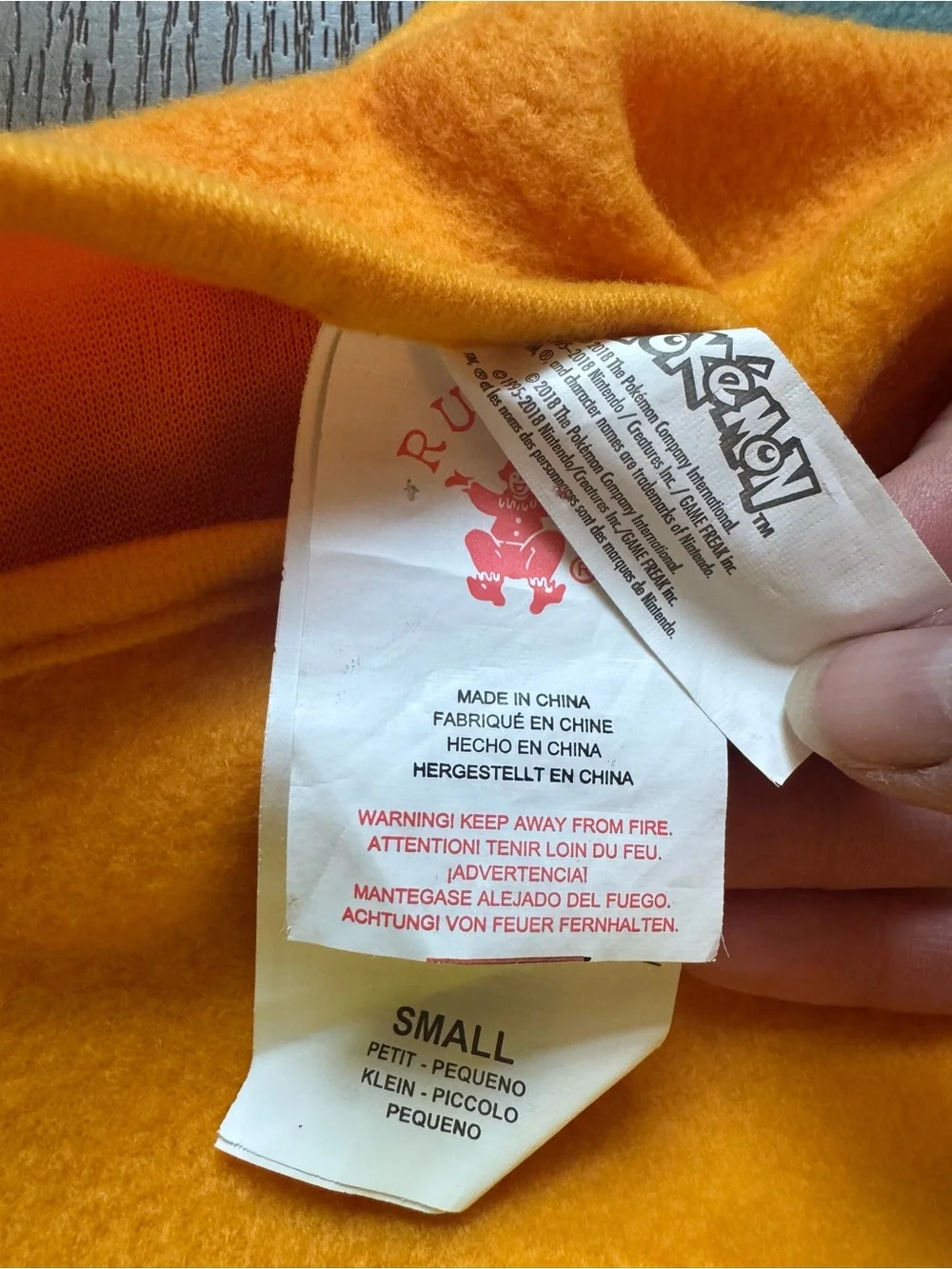Kids Pokemon Charizard one piece costume size small with hat and tail